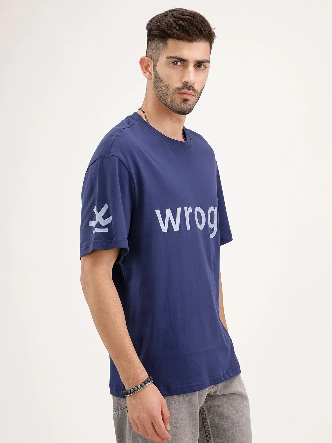 Oversized Placement Printed T-Shirt | Blue sold by Wrogn product image thumbnail 4
