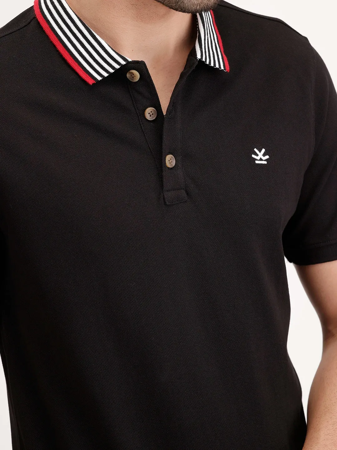 Contrast Collar Polo T-Shirt | Black sold by Wrogn product image thumbnail 5