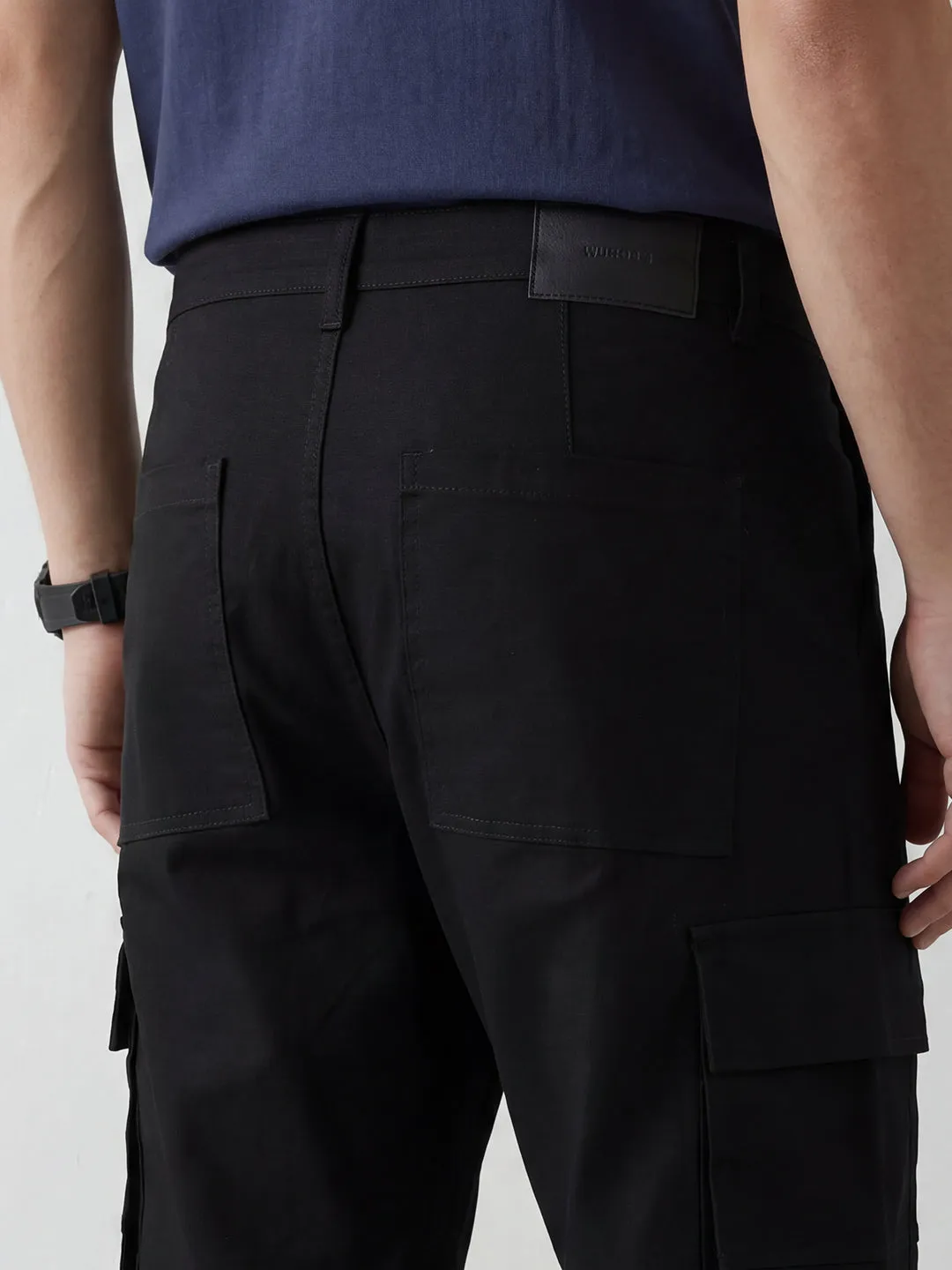 Men's casual cargo loose fit trousers | Black sold by Wrogn product image thumbnail 5