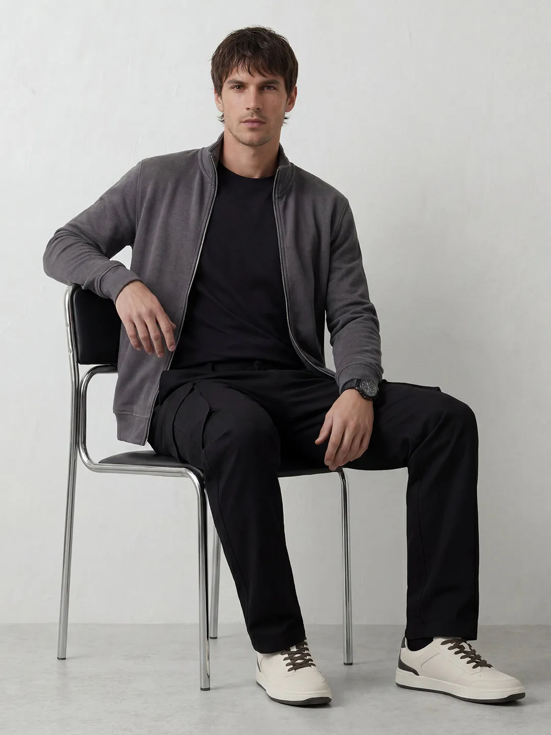 Men's casual cargo loose fit trousers | Black sold by Wrogn product image thumbnail 2
