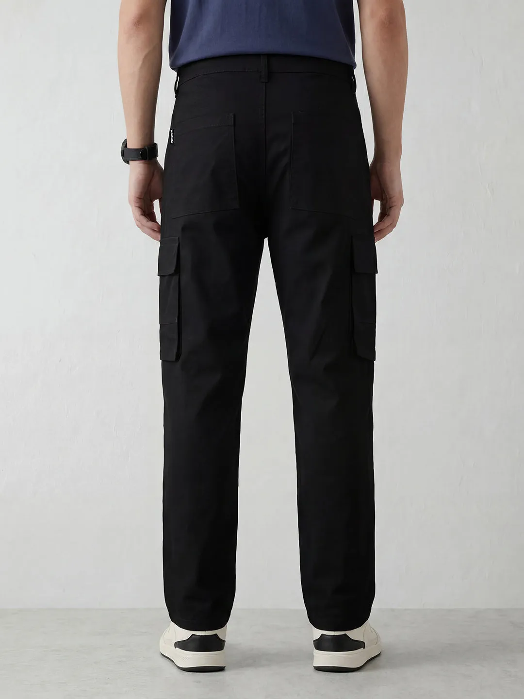 Men's casual cargo loose fit trousers | Black sold by Wrogn product image thumbnail 3
