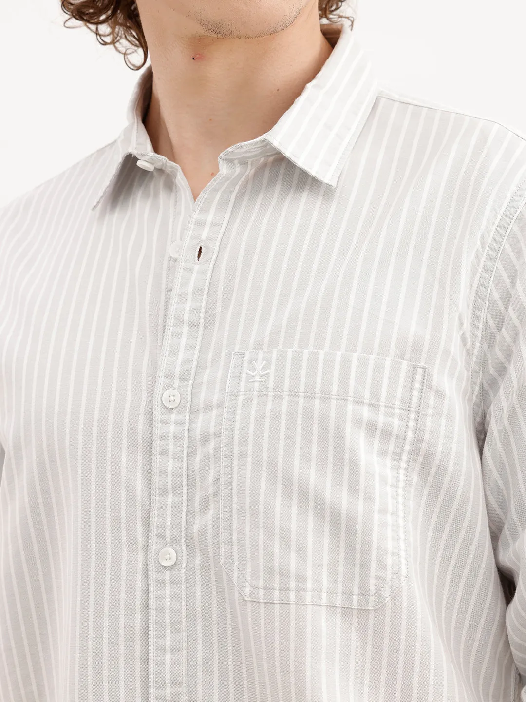Classic Slim Fit Striped Shirt | Grey sold by Wrogn product image thumbnail 5