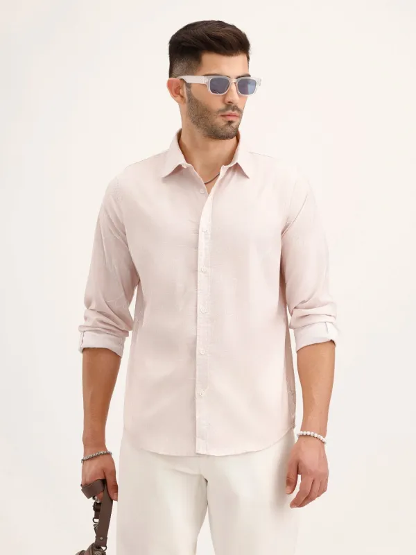 Slim Fit Textured AOP Shirt | Pink made by Wrogn