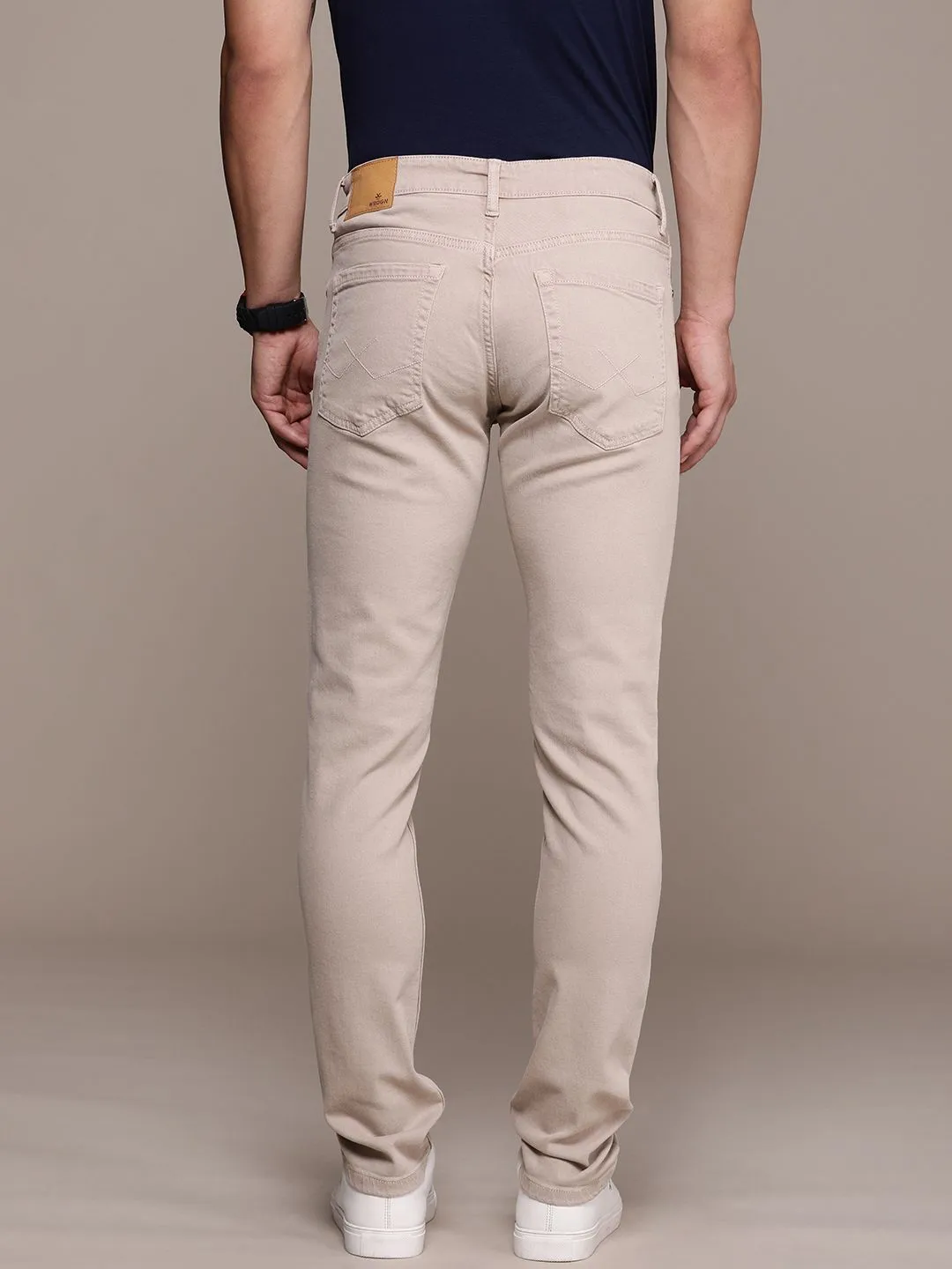 Durable Straight Fit Beige Jeans sold by Wrogn product image thumbnail 3