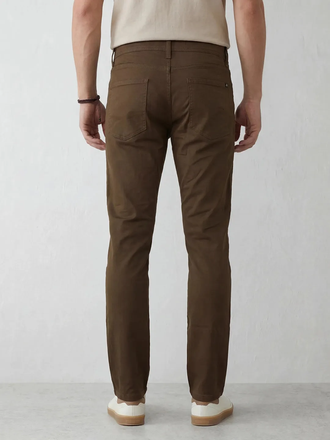 Solid Slim Fit Trouser | Brown sold by Wrogn product image thumbnail 3