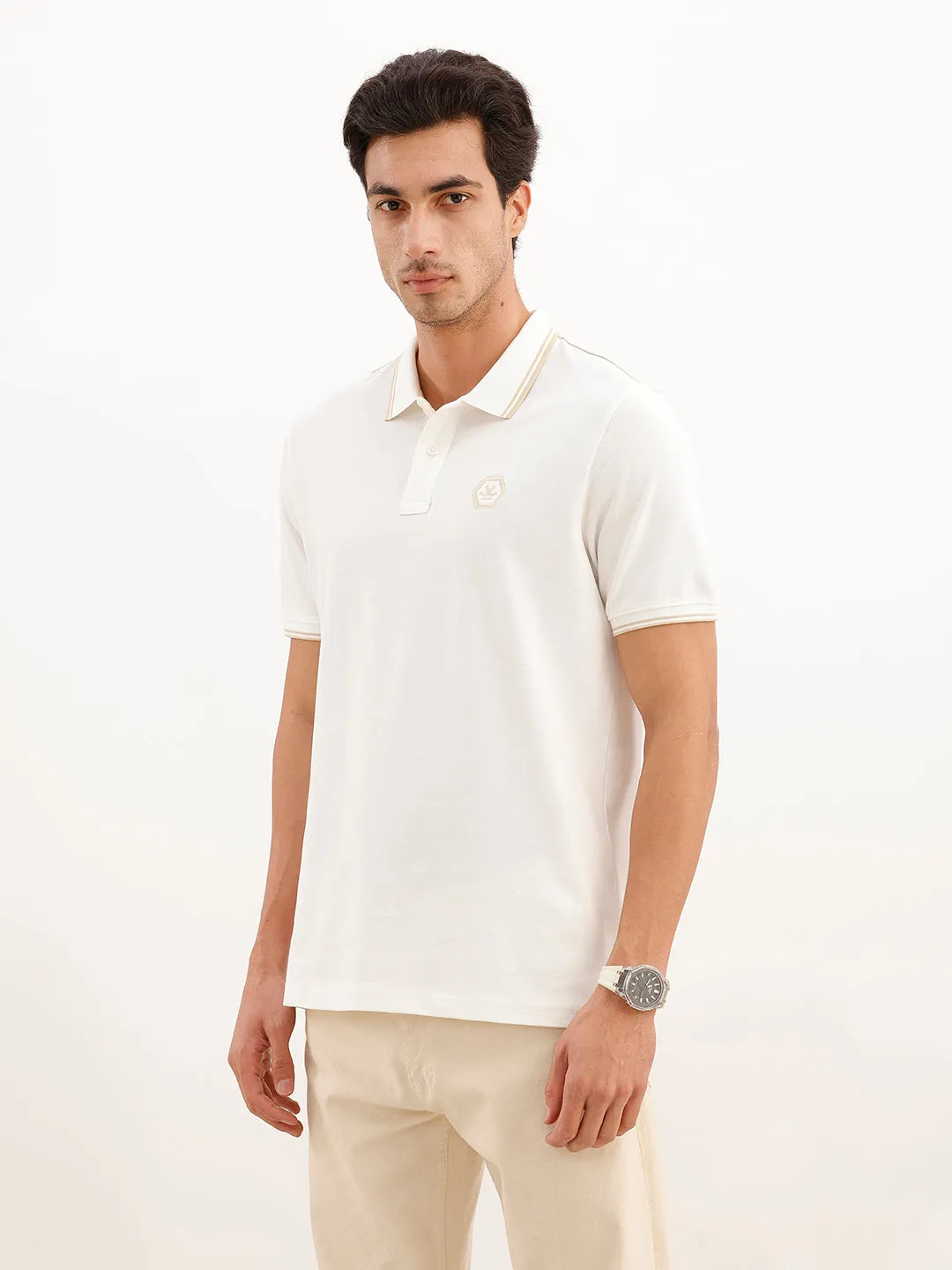 Classic Tipping Collar Polo T-Shirt | White sold by Wrogn product image thumbnail 4