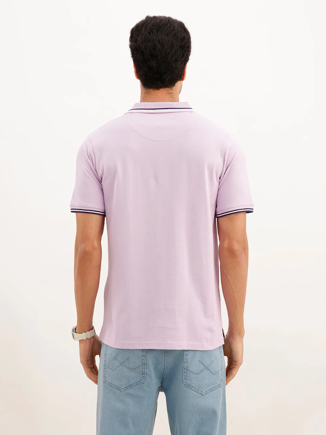 Regular Fit Tipping Collar Polo T-Shirt | Purple sold by Wrogn product image thumbnail 3