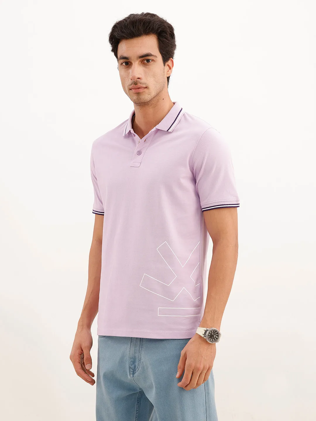 Regular Fit Tipping Collar Polo T-Shirt | Purple sold by Wrogn product image thumbnail 4