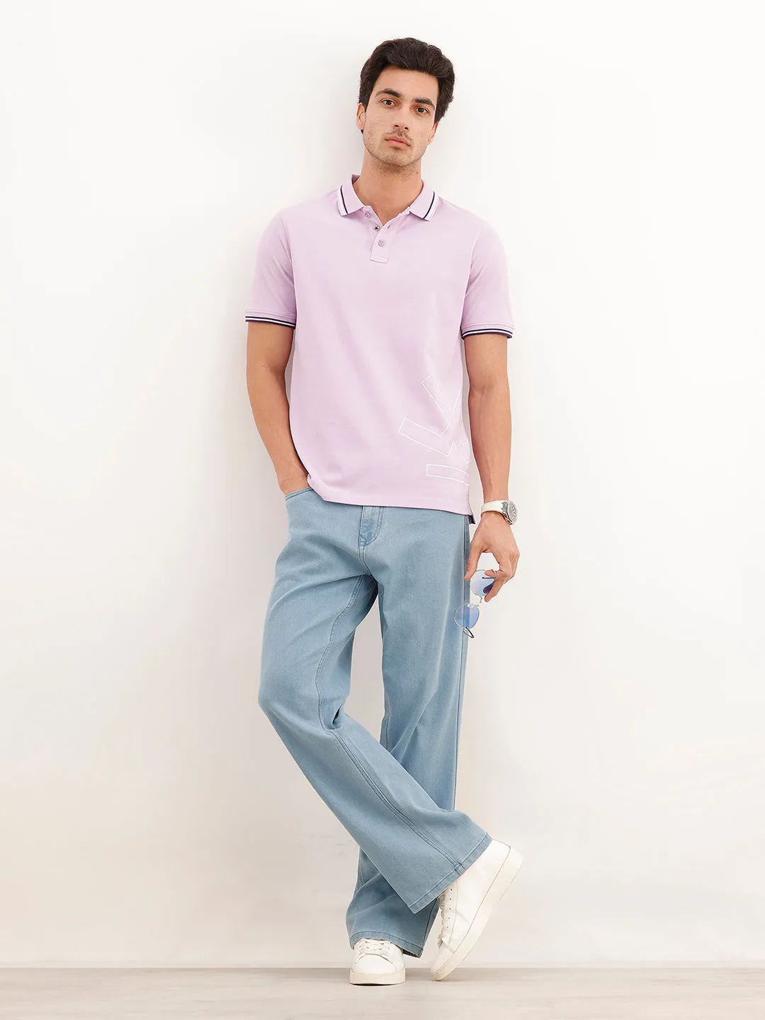 Regular Fit Tipping Collar Polo T-Shirt | Purple sold by Wrogn product image thumbnail 2