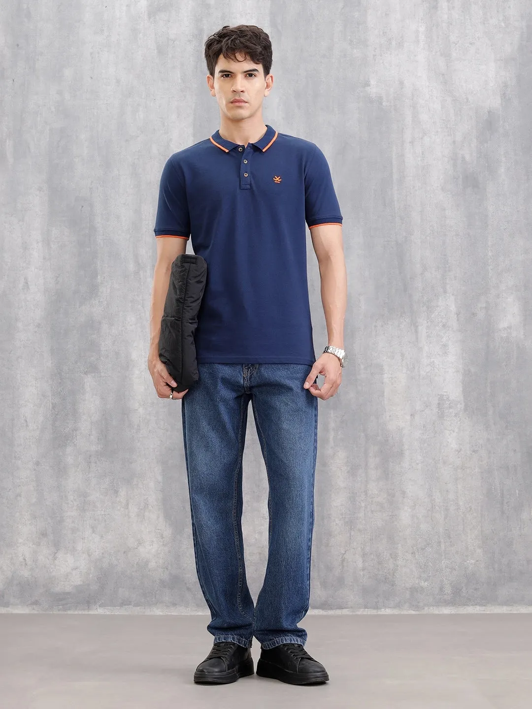 Contrast Collar Tipping Polo T-Shirt | Navy Blue sold by Wrogn product image thumbnail 2