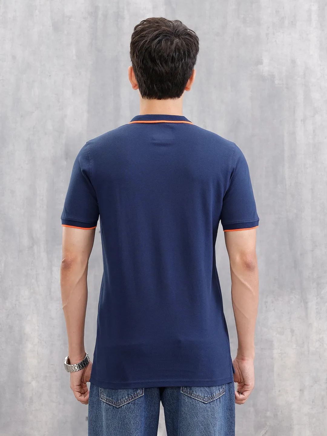 Contrast Collar Tipping Polo T-Shirt | Navy Blue sold by Wrogn product image thumbnail 3