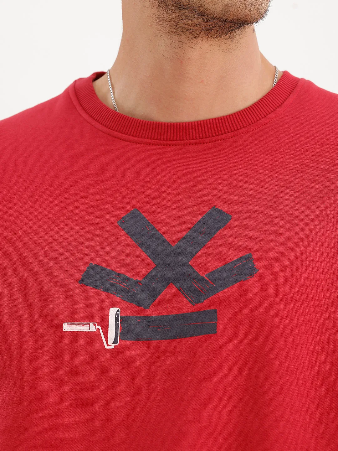 Comfort Fit Placement Printed Sweatshirt | Red sold by Wrogn product image thumbnail 5