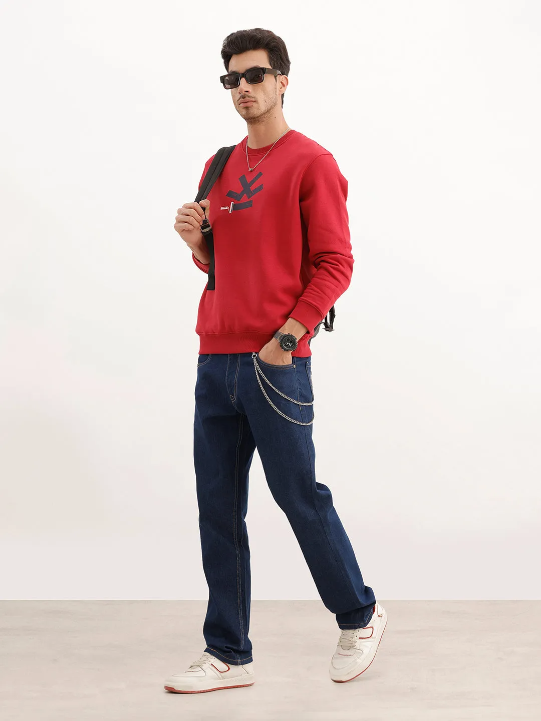 Comfort Fit Placement Printed Sweatshirt | Red sold by Wrogn product image thumbnail 2