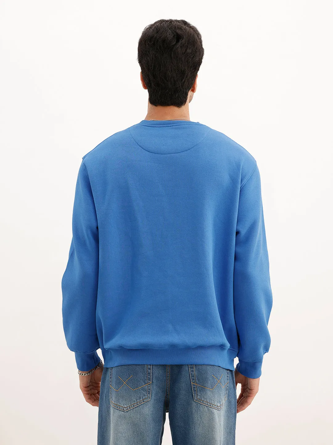 Comfort Fit Placement Printed Sweatshirt | Blue sold by Wrogn product image thumbnail 3