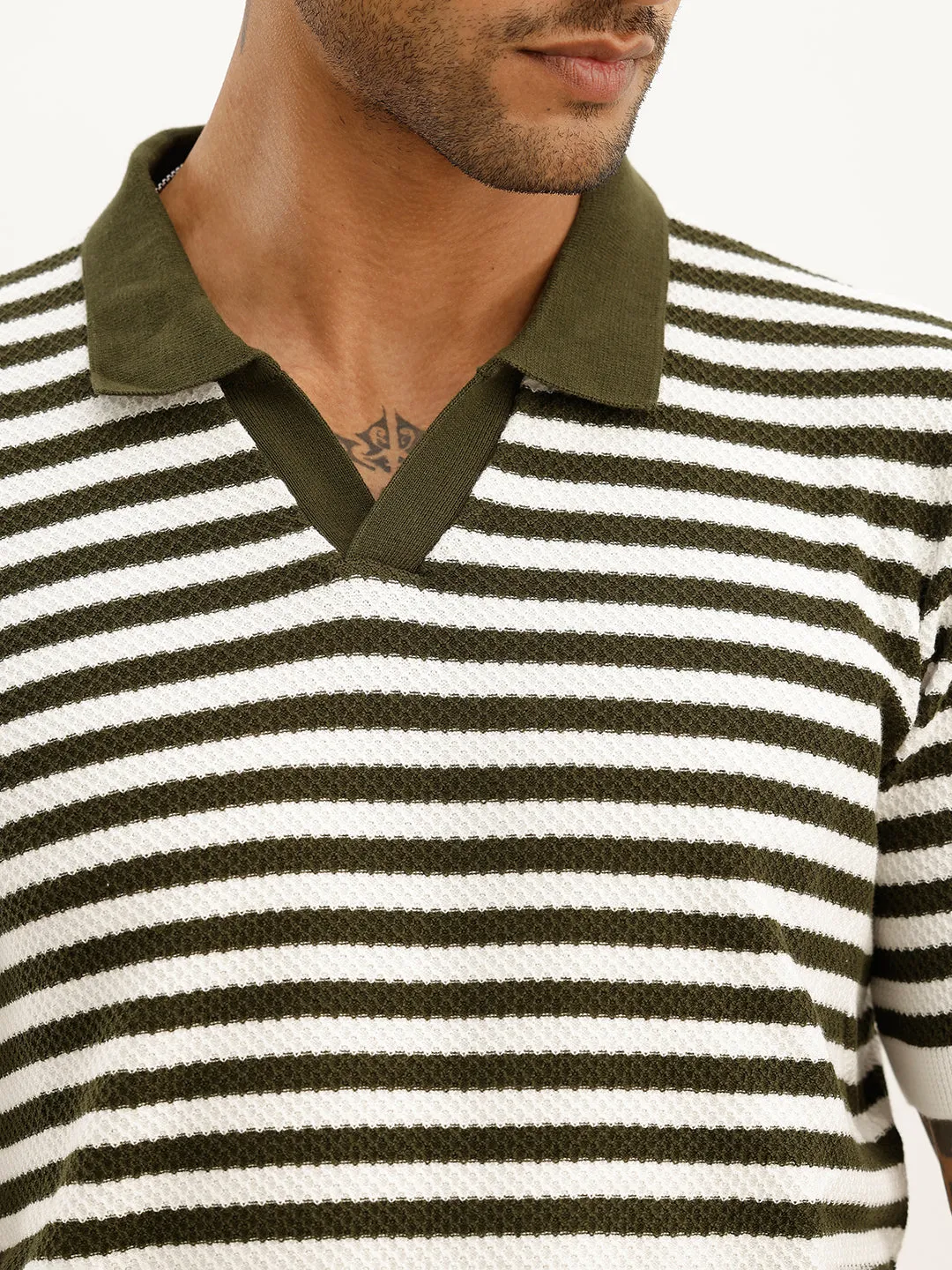 Slim Fit Textured Polo T-Shirt | Off White sold by Wrogn product image thumbnail 5
