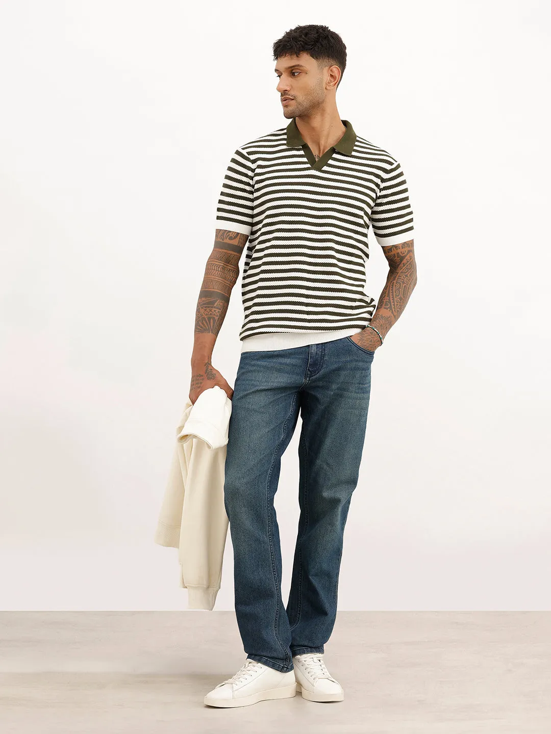 Slim Fit Textured Polo T-Shirt | Off White sold by Wrogn product image thumbnail 2