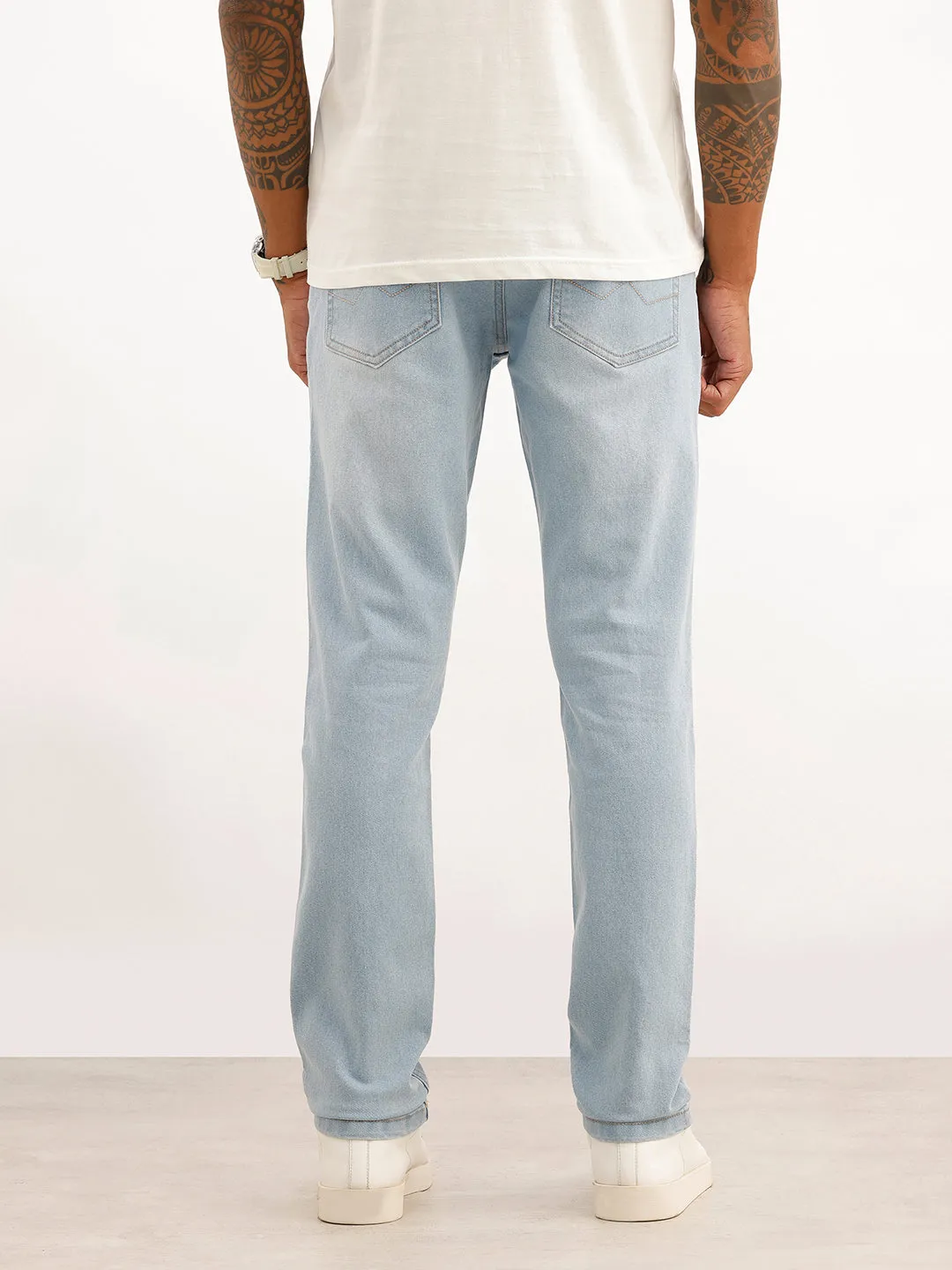 Solid Slim Fit Denim Jeans | Blue sold by Wrogn product image thumbnail 3