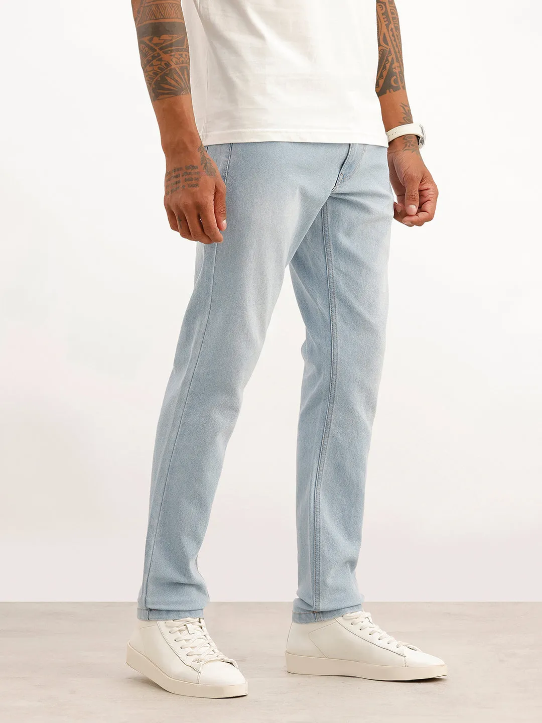 Solid Slim Fit Denim Jeans | Blue sold by Wrogn product image thumbnail 4