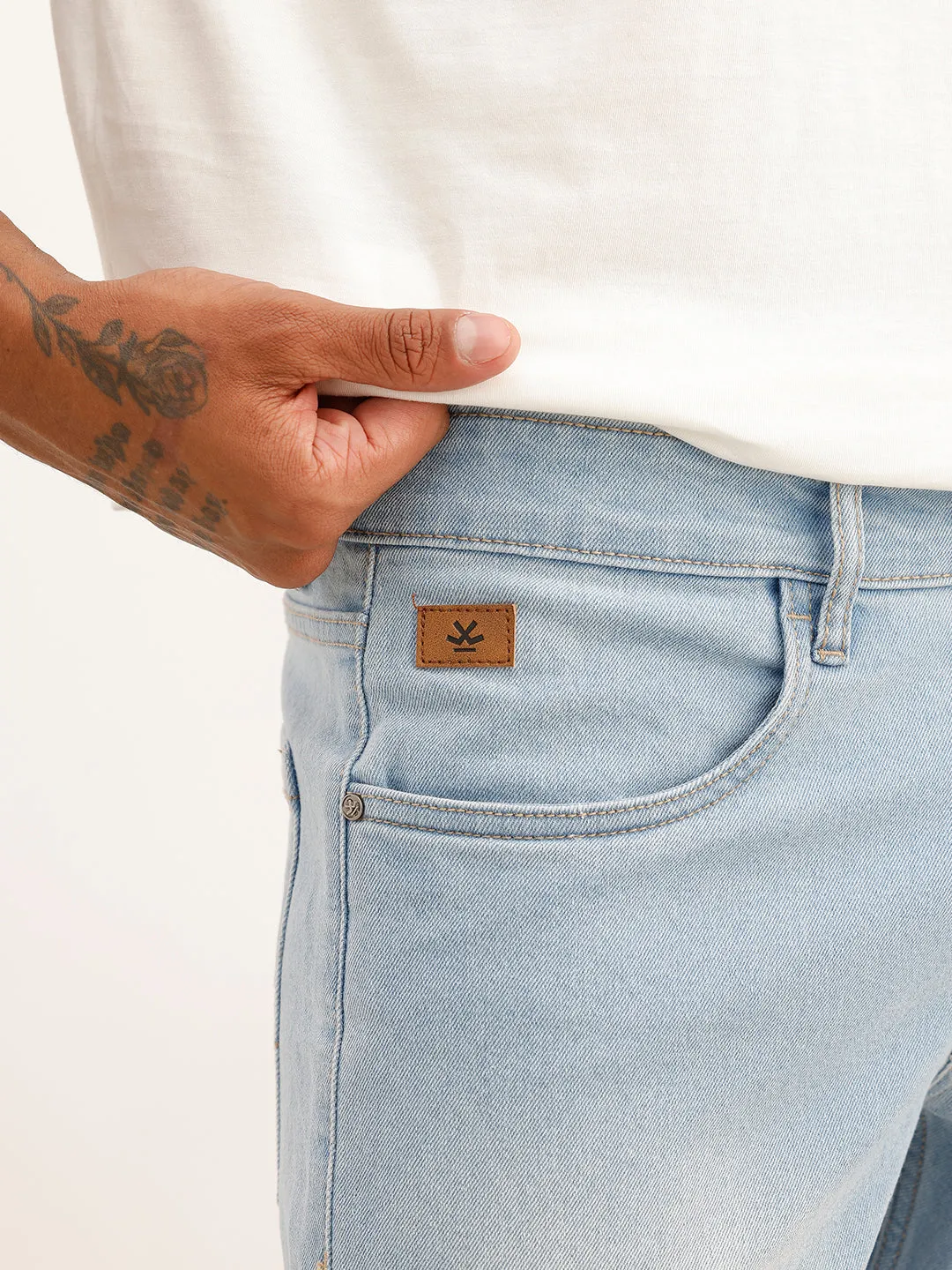 Solid Slim Fit Denim Jeans | Blue sold by Wrogn product image thumbnail 5