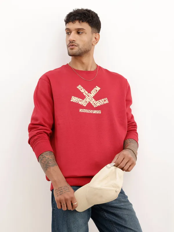 Comfort Fit Placement Printed Sweatshirt | Red made by Wrogn
