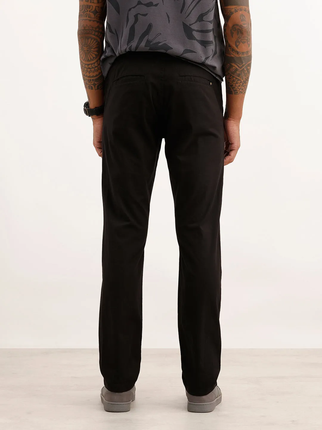Solid Slim Fit Trouser | Black sold by Wrogn product image thumbnail 3