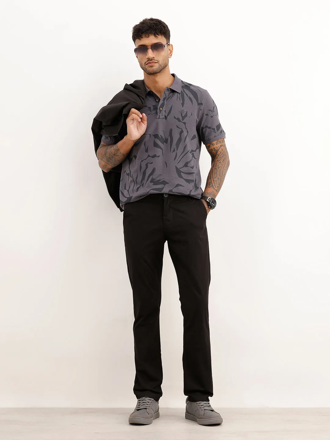 Solid Slim Fit Trouser | Black sold by Wrogn product image thumbnail 2