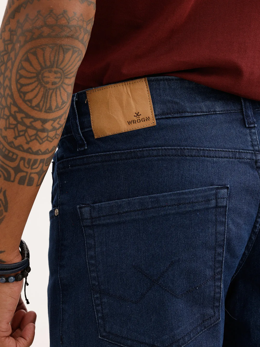 Solid Slim Fit Denim Jeans | Dark Blue sold by Wrogn product image thumbnail 5