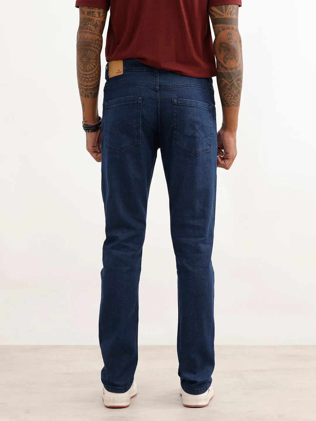 Solid Slim Fit Denim Jeans | Dark Blue sold by Wrogn product image thumbnail 3