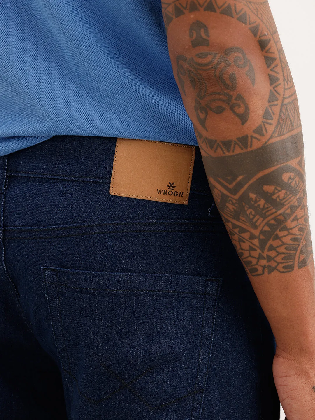 Solid Slim Fit Denim Jeans | Blue sold by Wrogn product image thumbnail 5