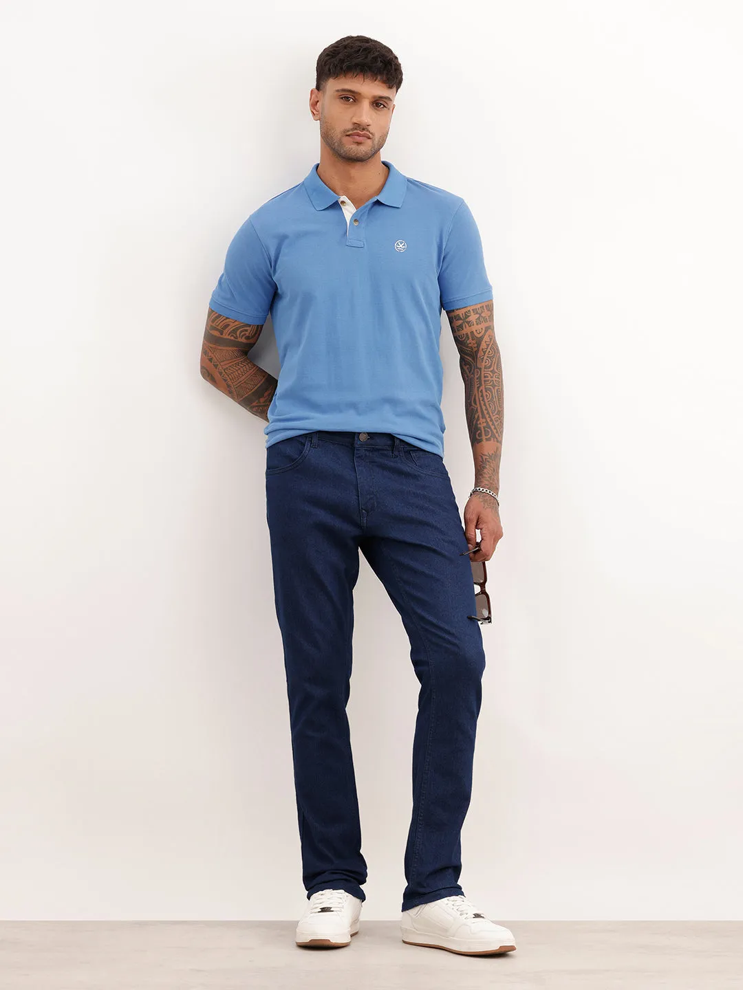 Solid Slim Fit Denim Jeans | Blue sold by Wrogn product image thumbnail 2
