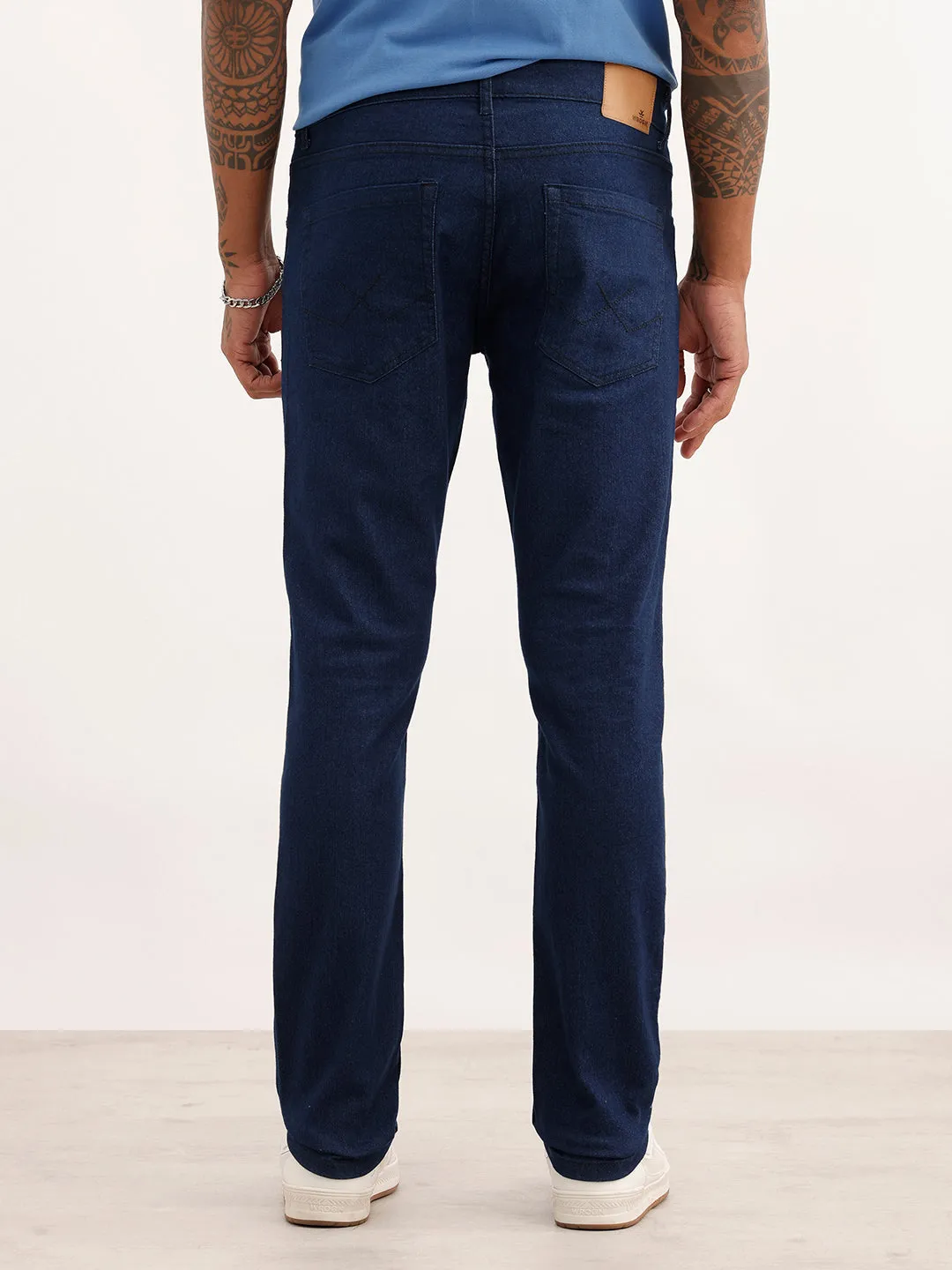 Solid Slim Fit Denim Jeans | Blue sold by Wrogn product image thumbnail 3