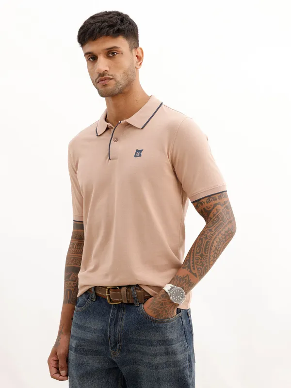Slim Fit Tipping Collar Polo T-Shirt | Light Brown made by Wrogn