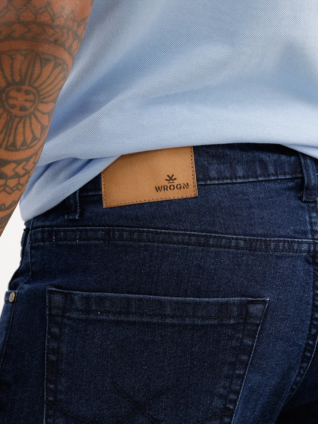 Solid Slim Fit Denim Jeans | Dark Blue sold by Wrogn product image thumbnail 5