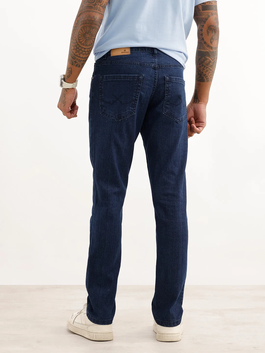 Solid Slim Fit Denim Jeans | Dark Blue sold by Wrogn product image thumbnail 3