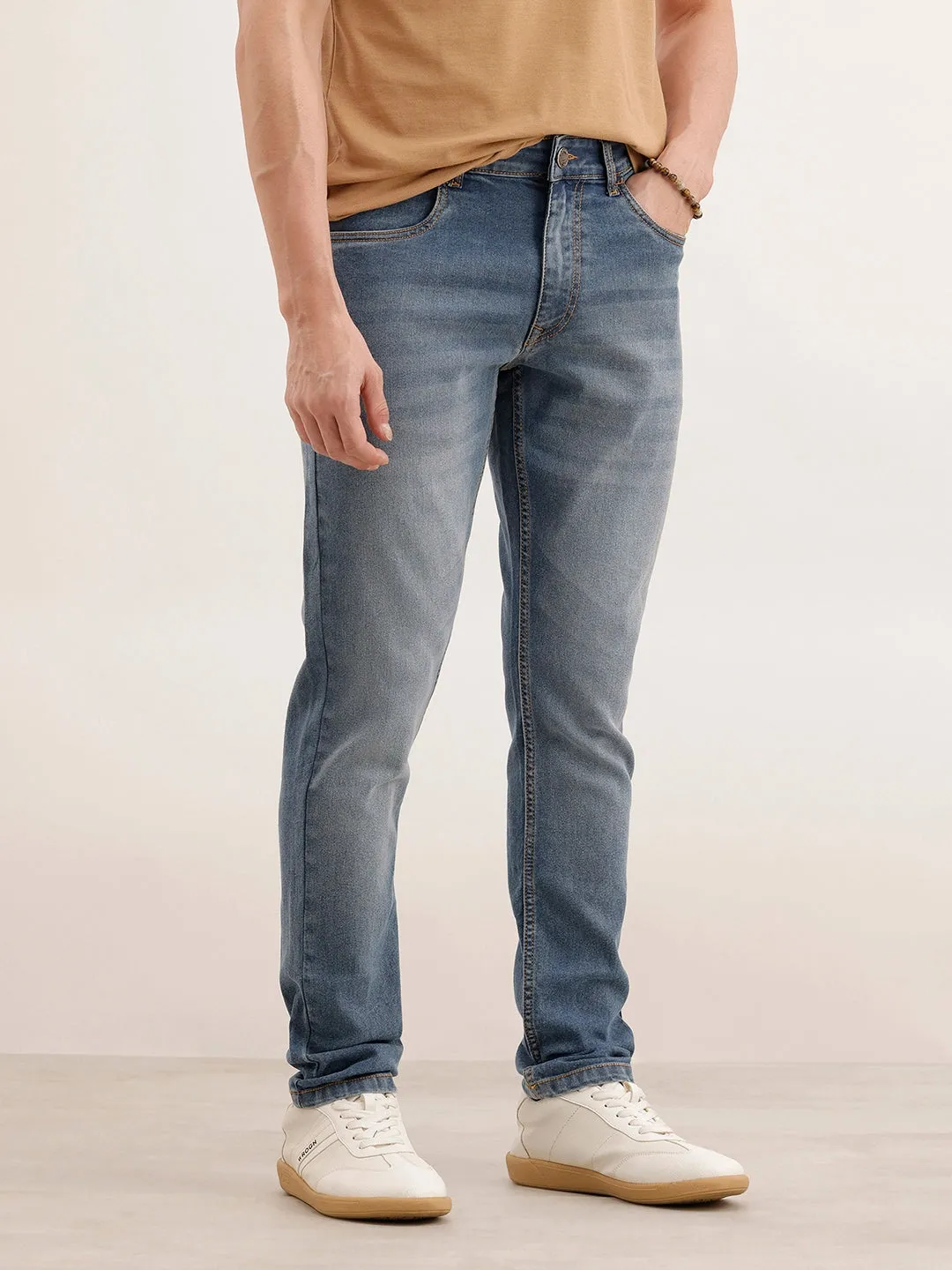 Faded Slim Fit Denim Jeans | Light Blue sold by Wrogn product image thumbnail 4
