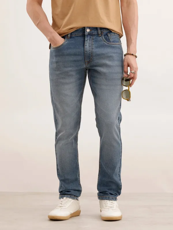 Faded Slim Fit Denim Jeans | Light Blue made by Wrogn