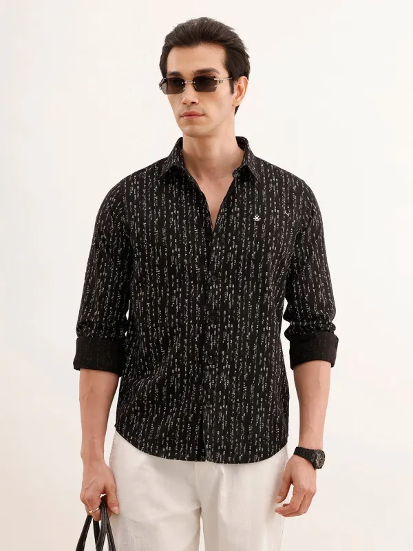 Regular Fit AOP Shirt | Black made by Wrogn