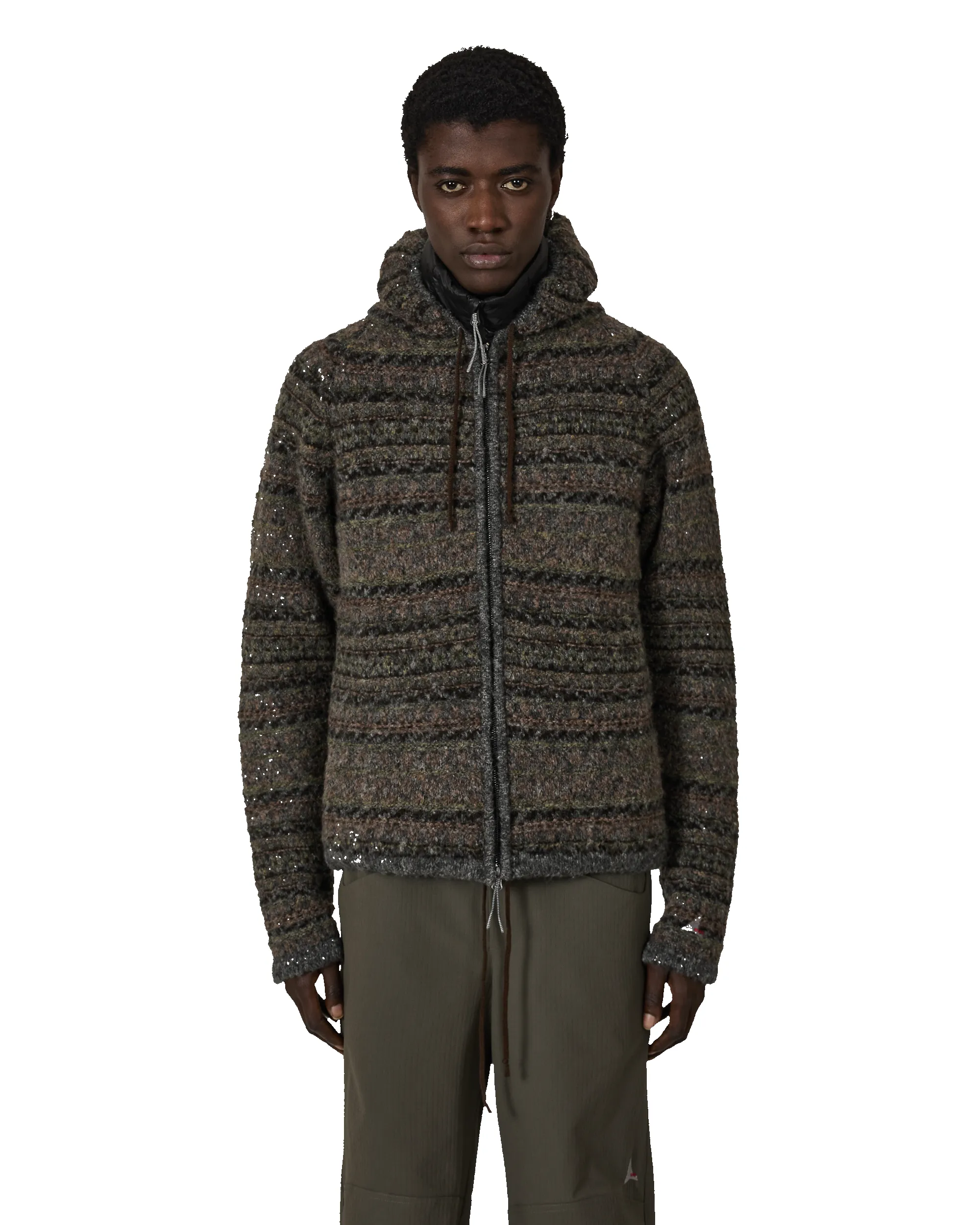 Fair Isle Felted Knit Zip Up Hoodie sold by Roa Hiking