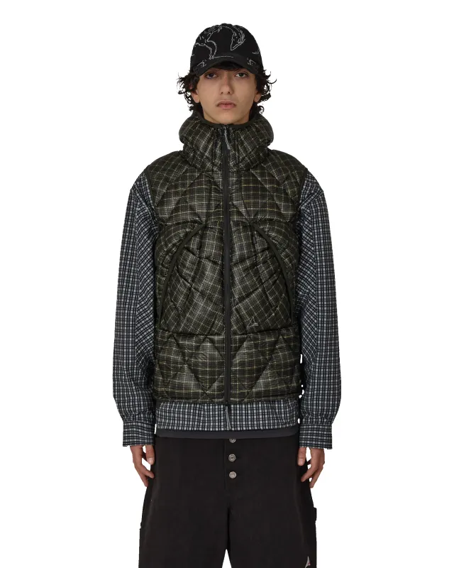 Nuna 600 Fill Power Printed Check Hooded Down Vest sold by Roa Hiking