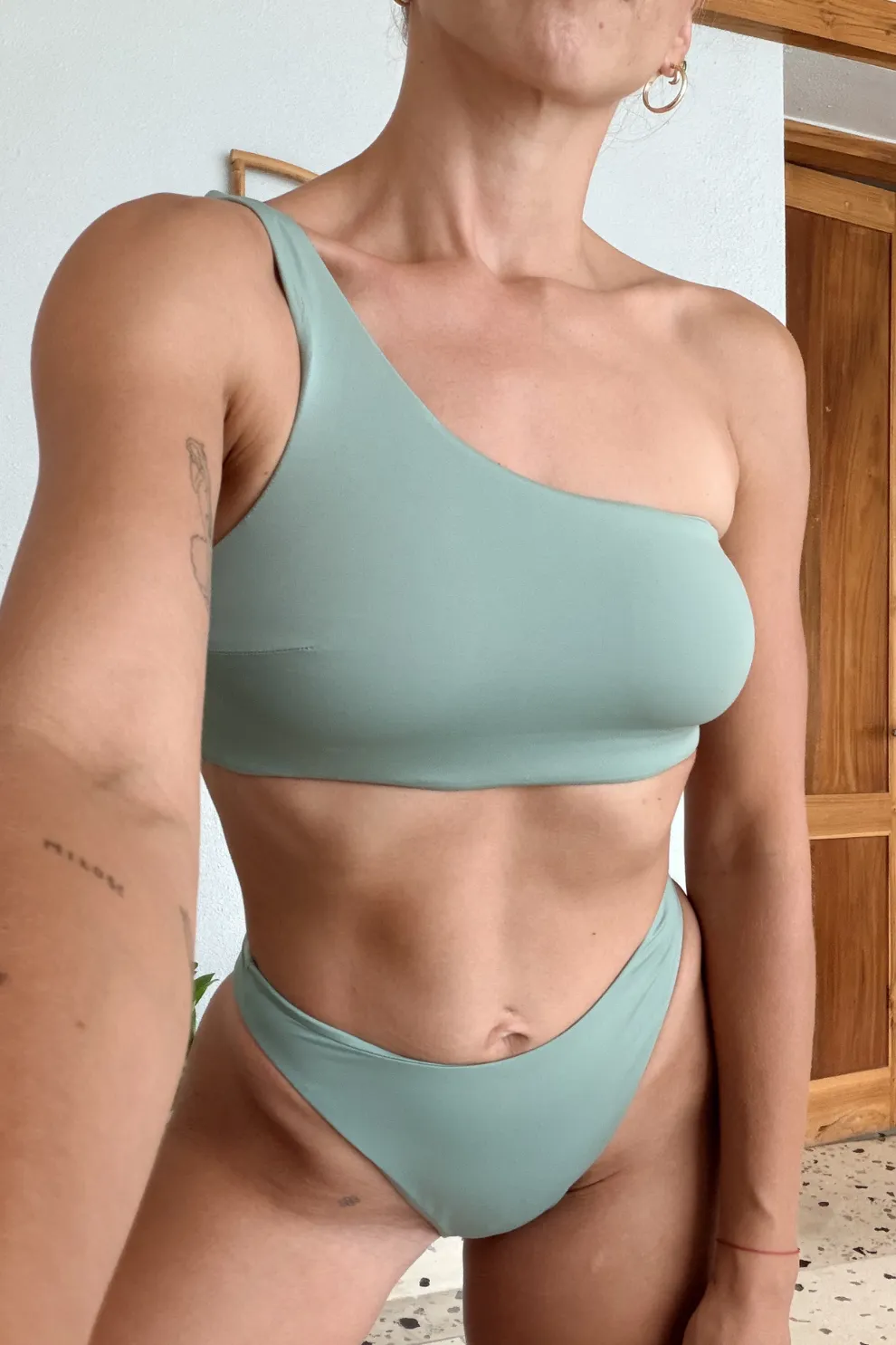 ONE SHOULDER TOP - Moss Green sold by Solmate Beachwear product image thumbnail 2