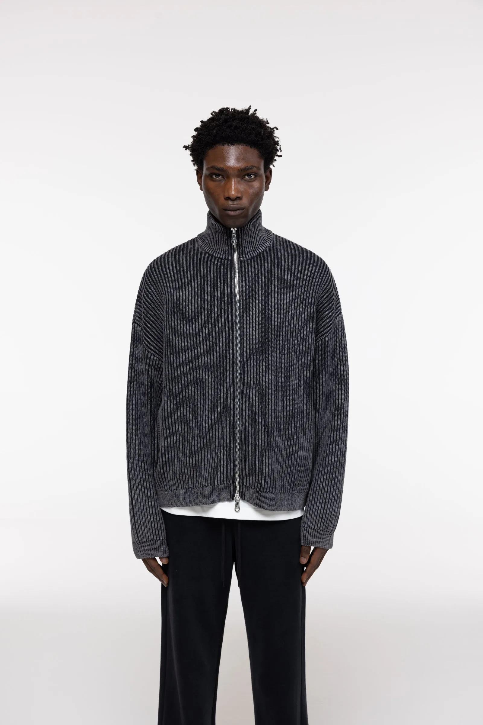 ACID WASH KNIT ZIP THROUGH sold by Cole Buxton product image thumbnail 4