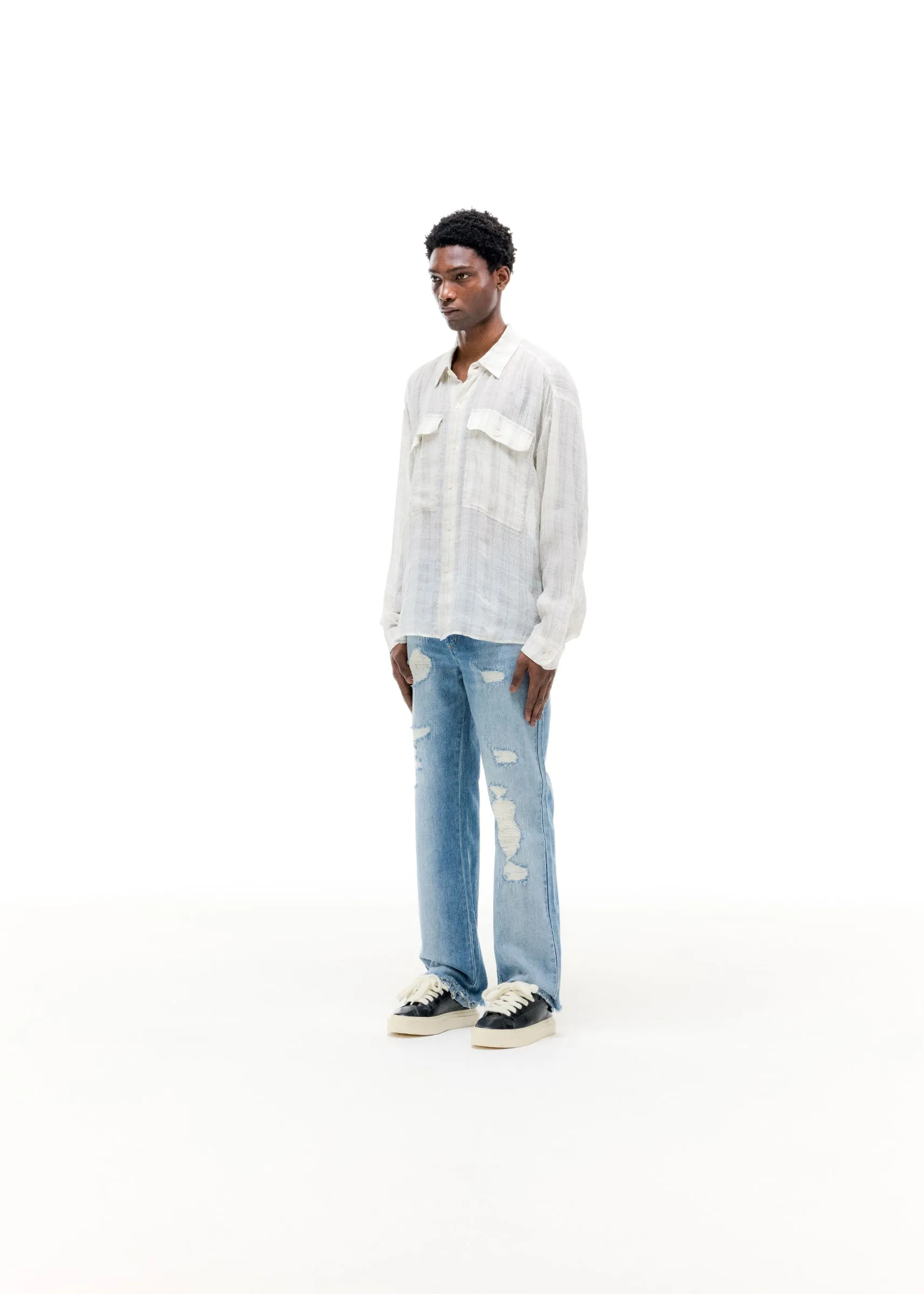 CHECKED SLUBBY SHIRT sold by Cole Buxton product image thumbnail 3