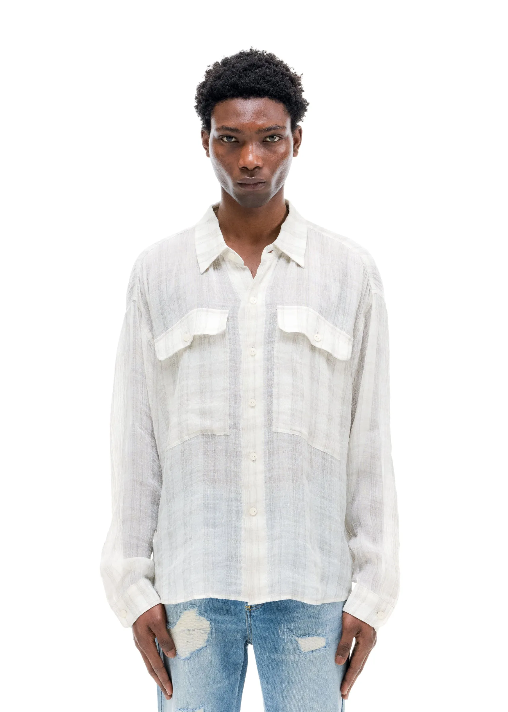 CHECKED SLUBBY SHIRT sold by Cole Buxton product image thumbnail 5