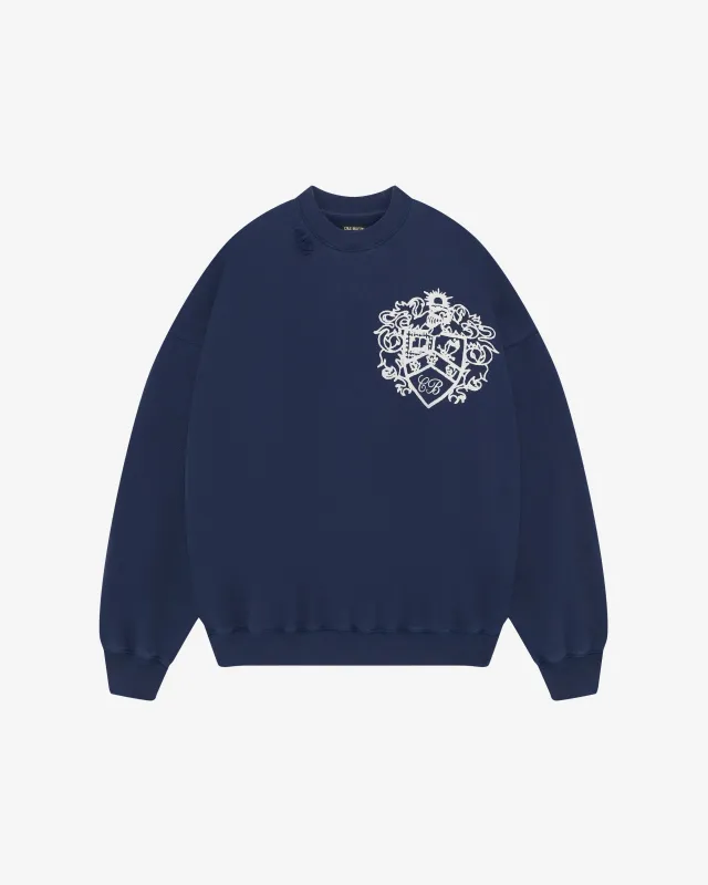 DISTRESSED COLLEGIATE CREST SWEATSHIRT sold by Cole Buxton