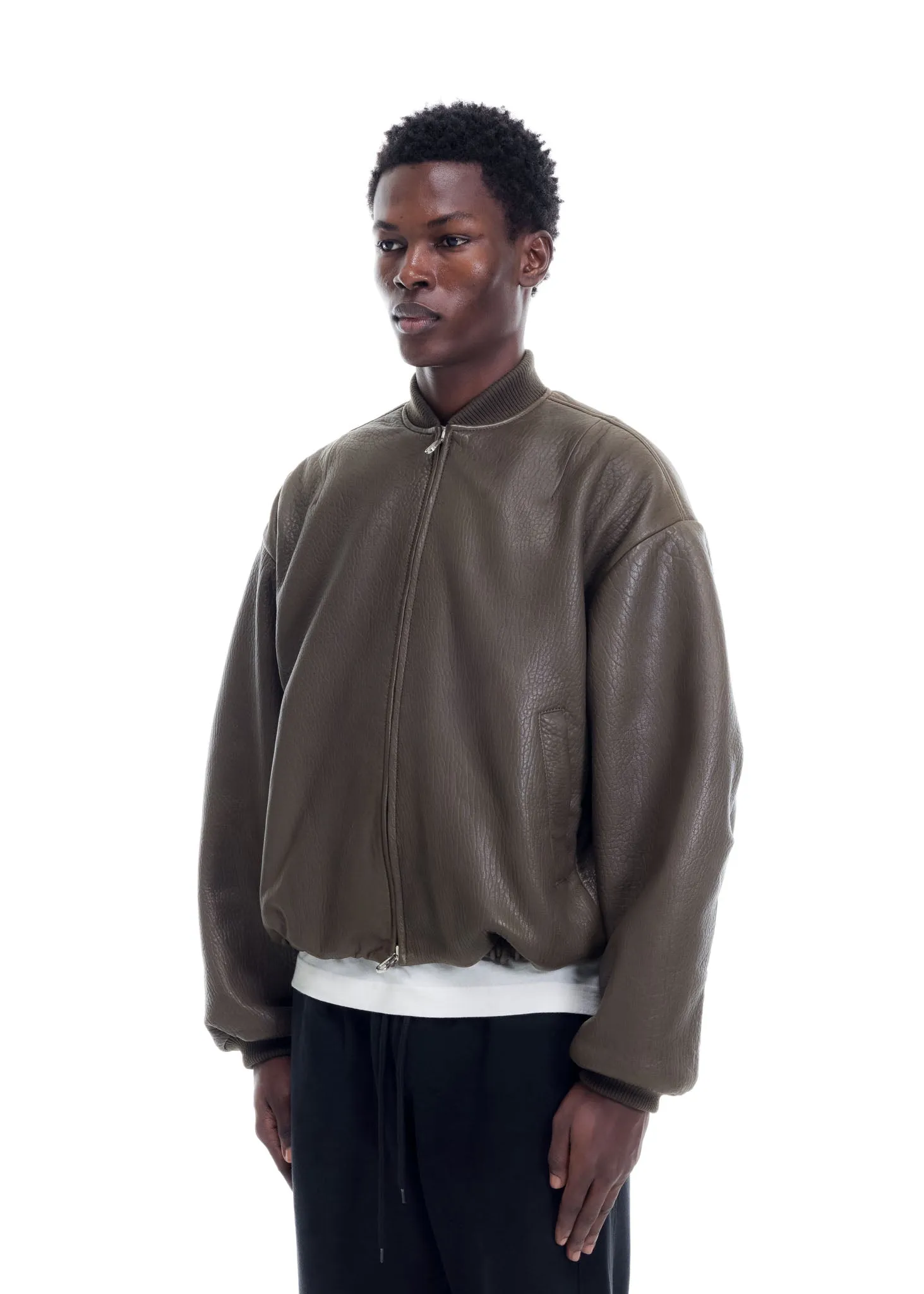 SHRUNKEN LEATHER BOMBER sold by Cole Buxton product image thumbnail 5