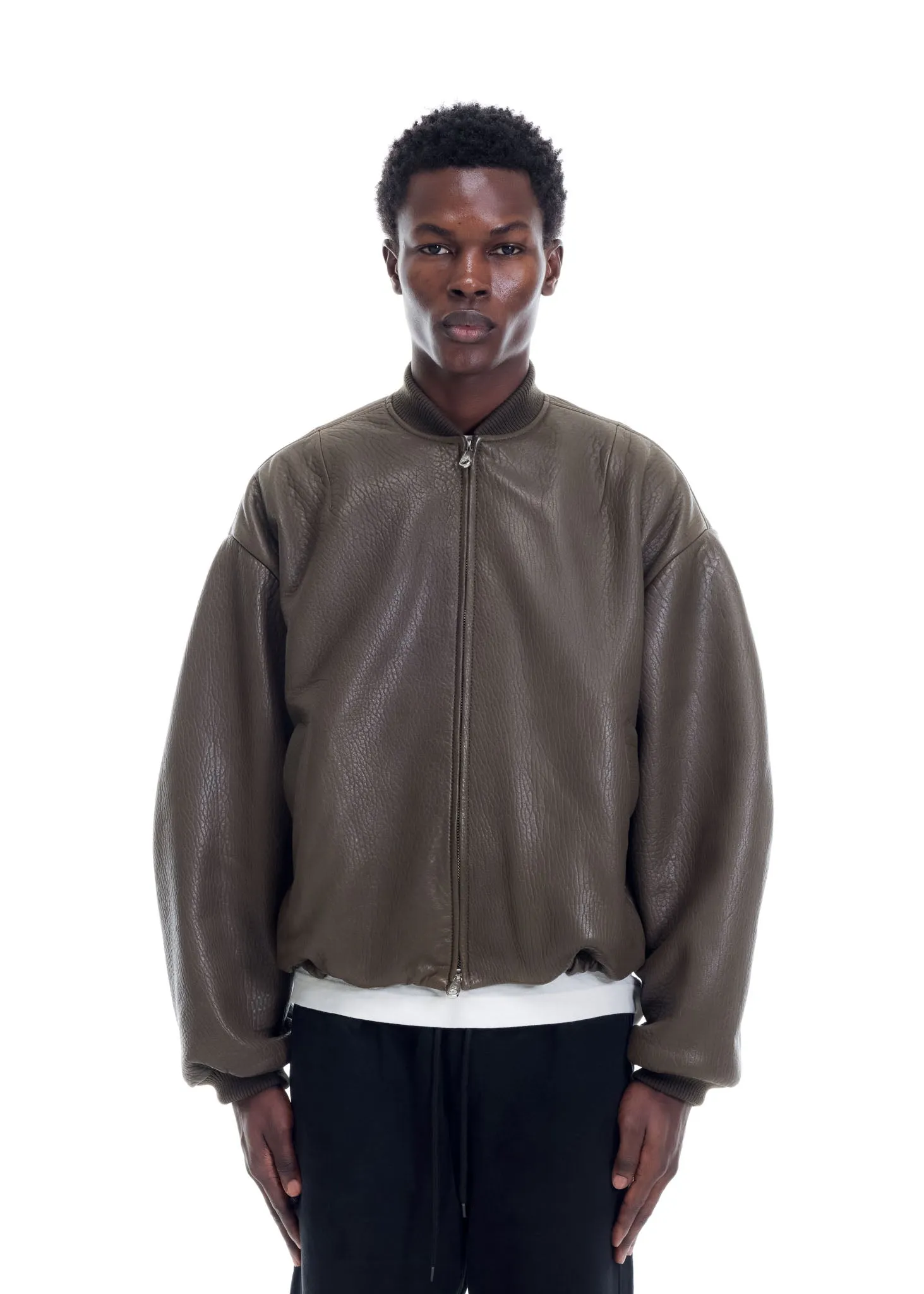 SHRUNKEN LEATHER BOMBER sold by Cole Buxton product image thumbnail 4