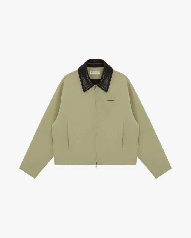 LEATHER COLLAR COTTON OVERSHIRT made by Cole Buxton