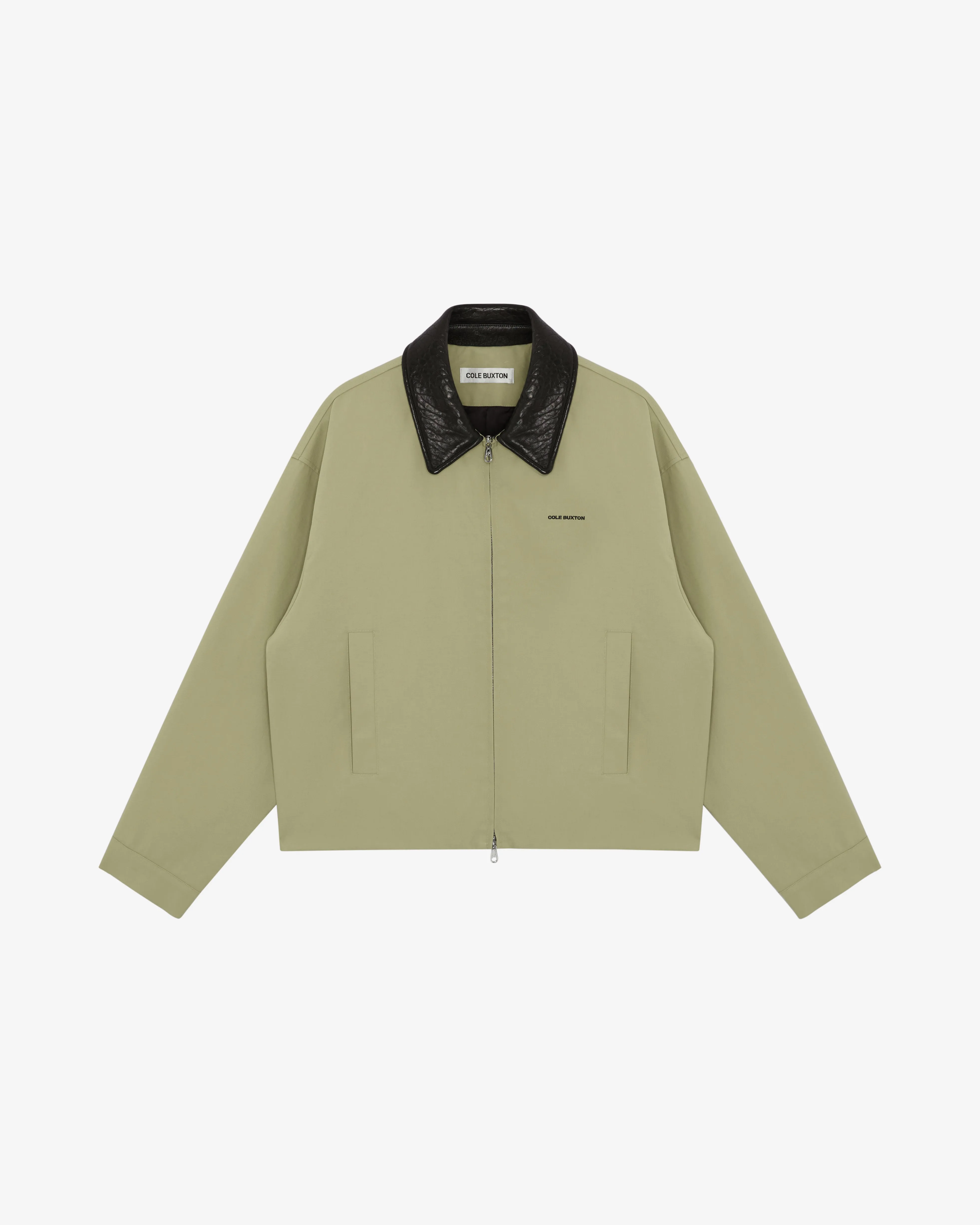 LEATHER COLLAR COTTON OVERSHIRT sold by Cole Buxton