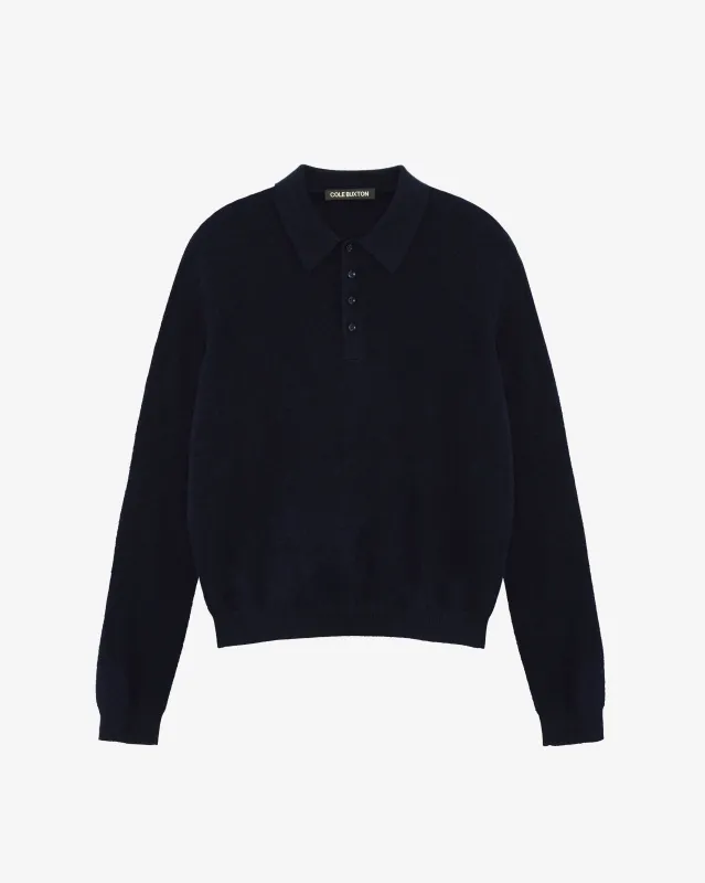 CASHMERE KNIT POLO SWEATER made by Cole Buxton