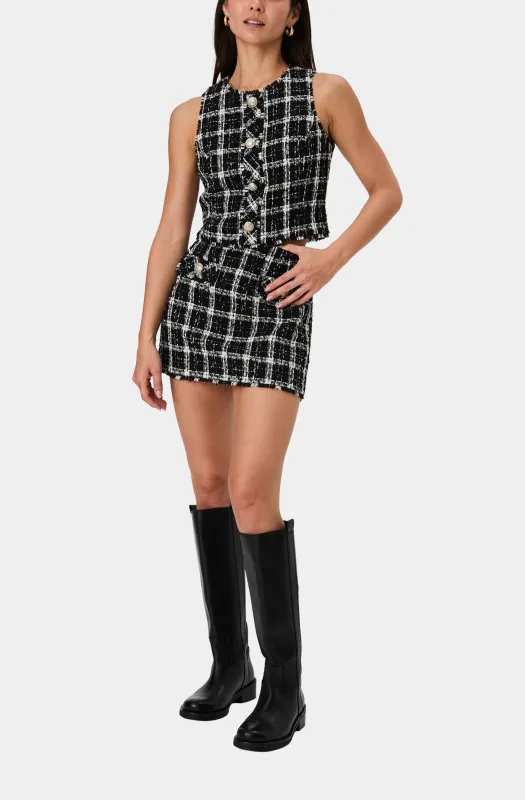 Windowpane Tweed Crop Top sold by Hemline